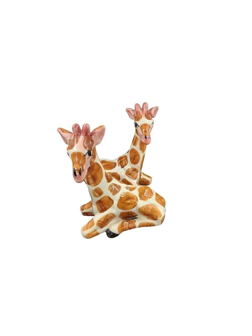 Giraffe African Animal Decor, set of 2 Figurine Ceramic Home Decor Accents, Cent